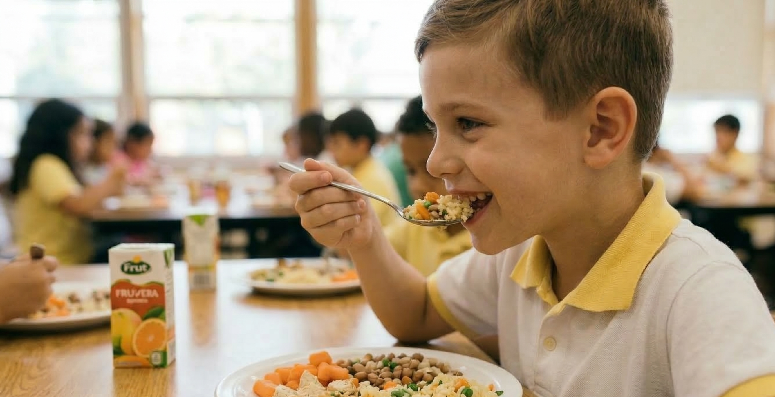 Crianças comendo na escola